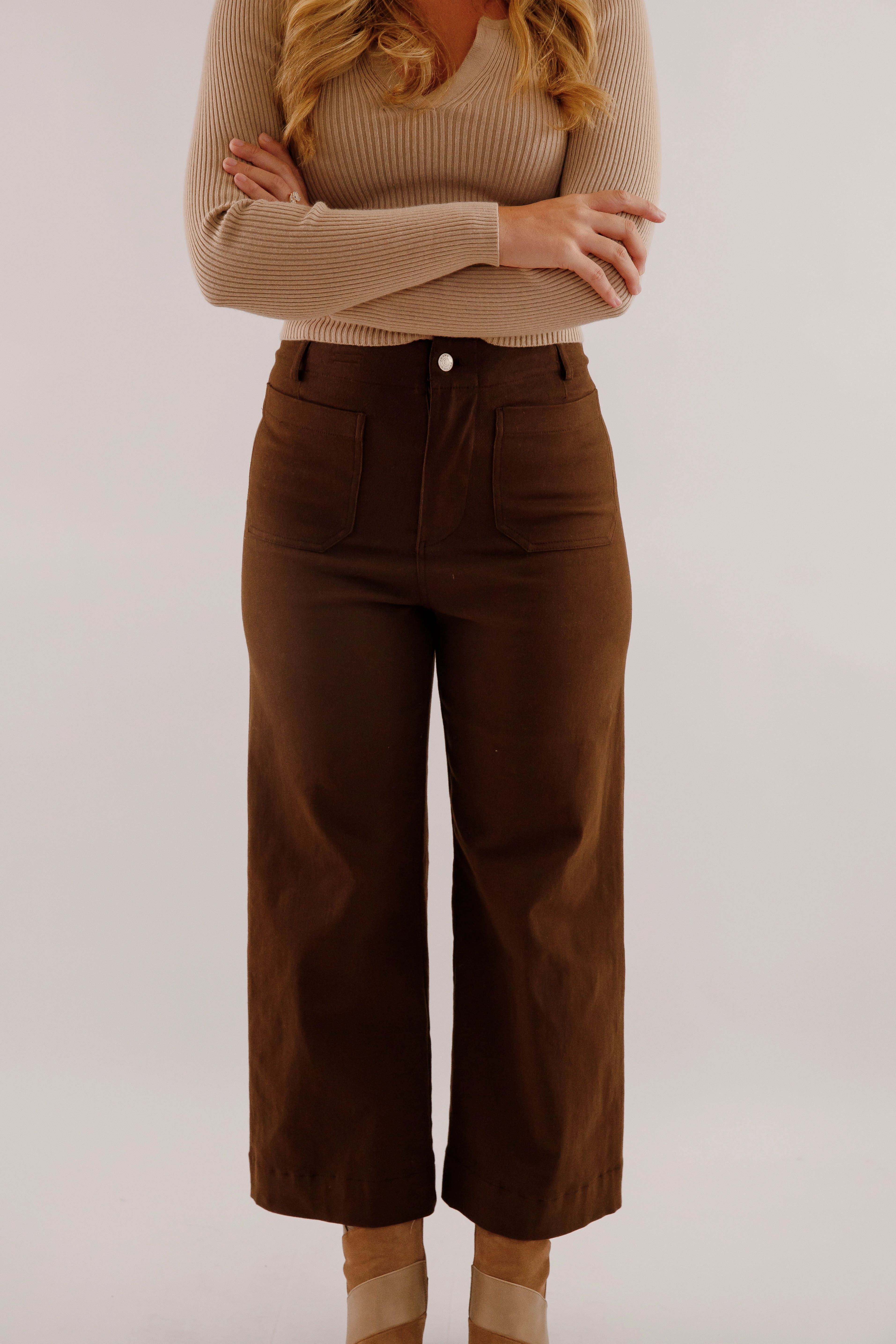 Taking A Pause Denim-Brown Ergonomic Cut Slimline Fit