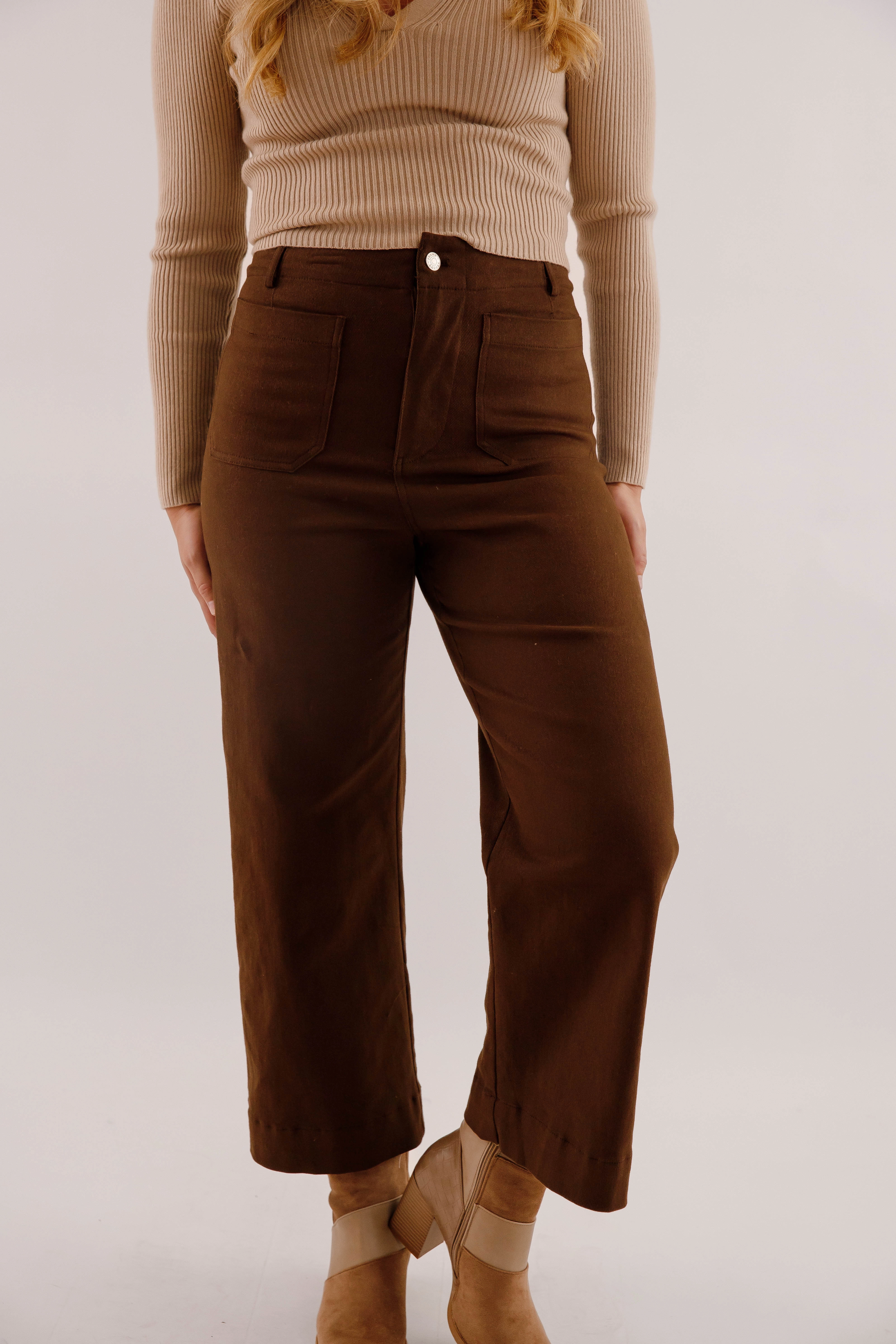 Taking A Pause Denim-Brown Comfortable Layering
