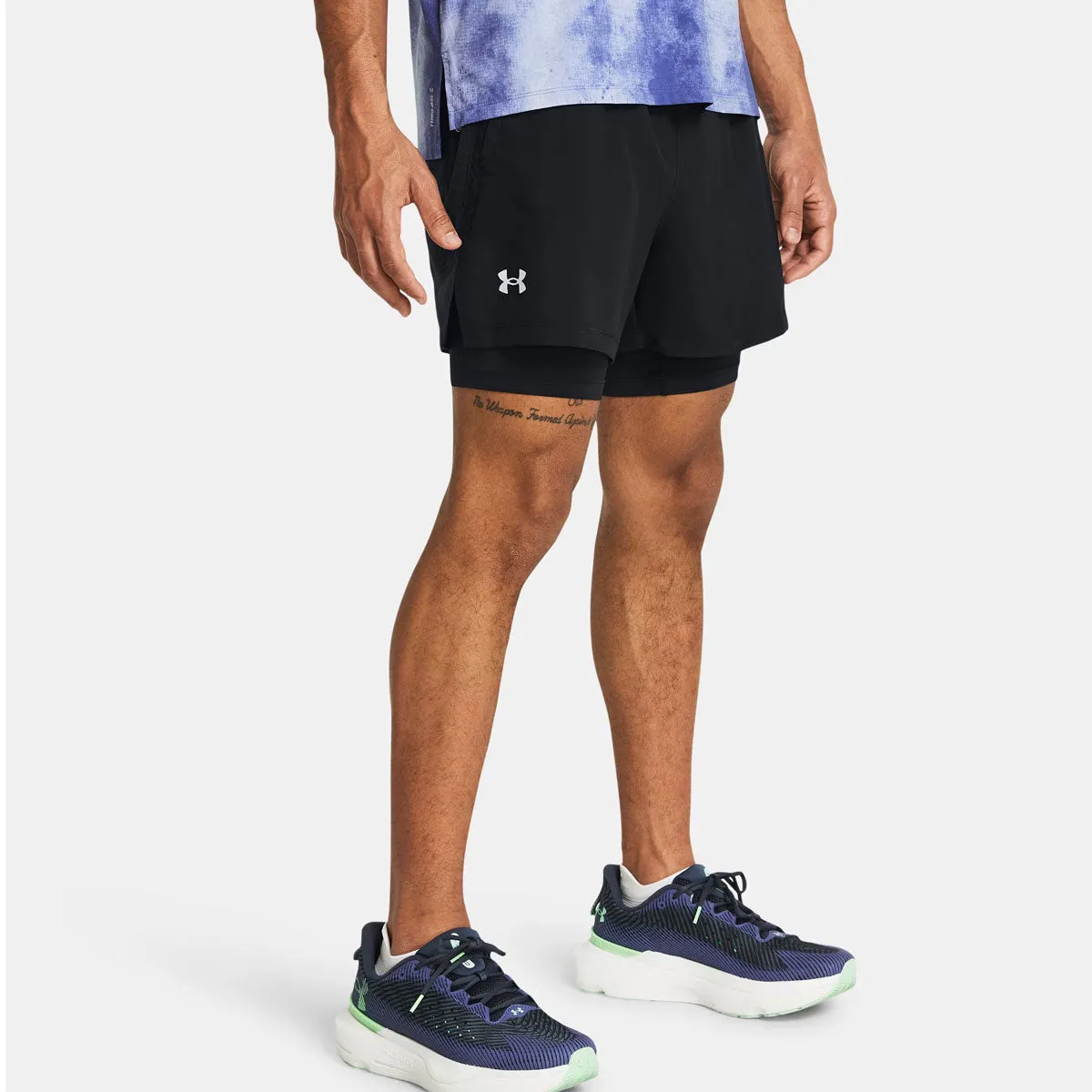 Under Armour Launch 5 inch 2-in-1 Shorts - Mens - Black/Reflective