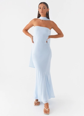 Romantic dinner wear Casual Days Under The Pagoda Maxi Dress - Blue