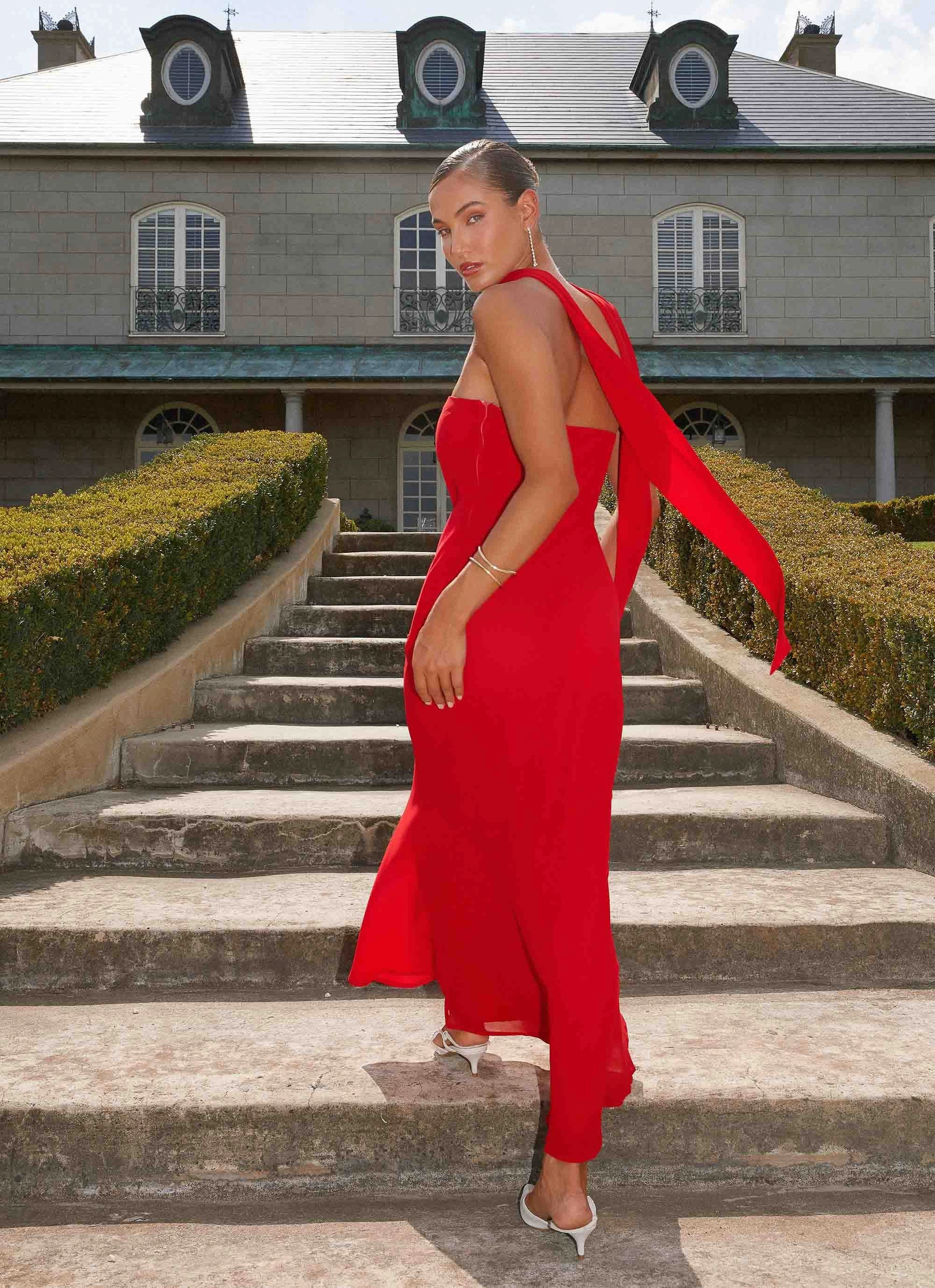 Under The Pagoda Maxi Dress - Red Confident Mood Whimsical Mood