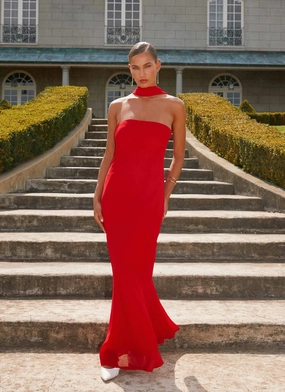 Under The Pagoda Maxi Dress - Red Sophisticated Cut
