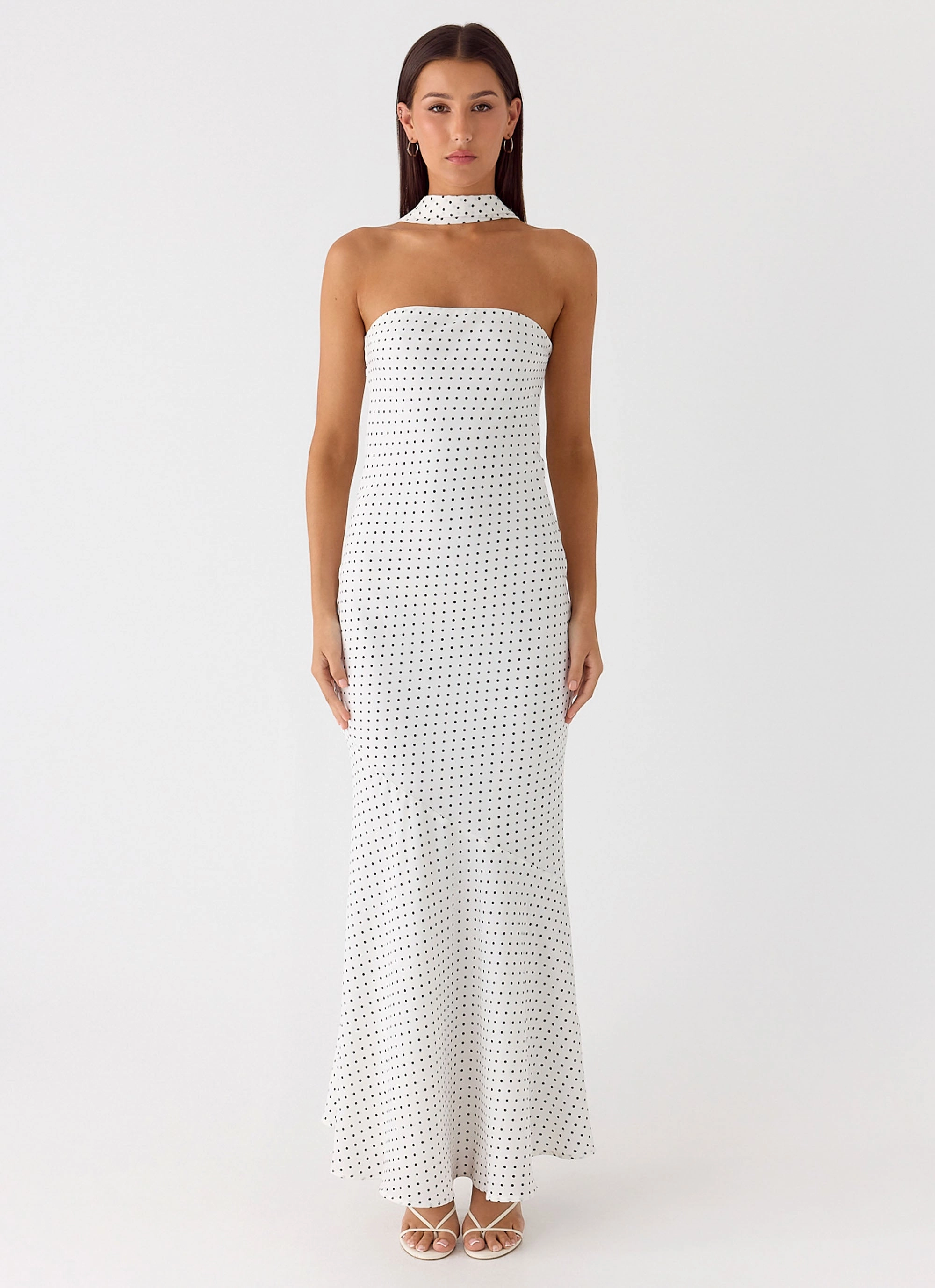 Under The Pagoda Maxi Dress - White Polkadot Sleek Touch Polished Form