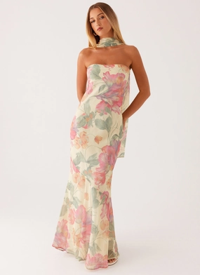 Cold-Shoulder Pure Lines Under The Pagoda Maxi Dress - Yellow Peony