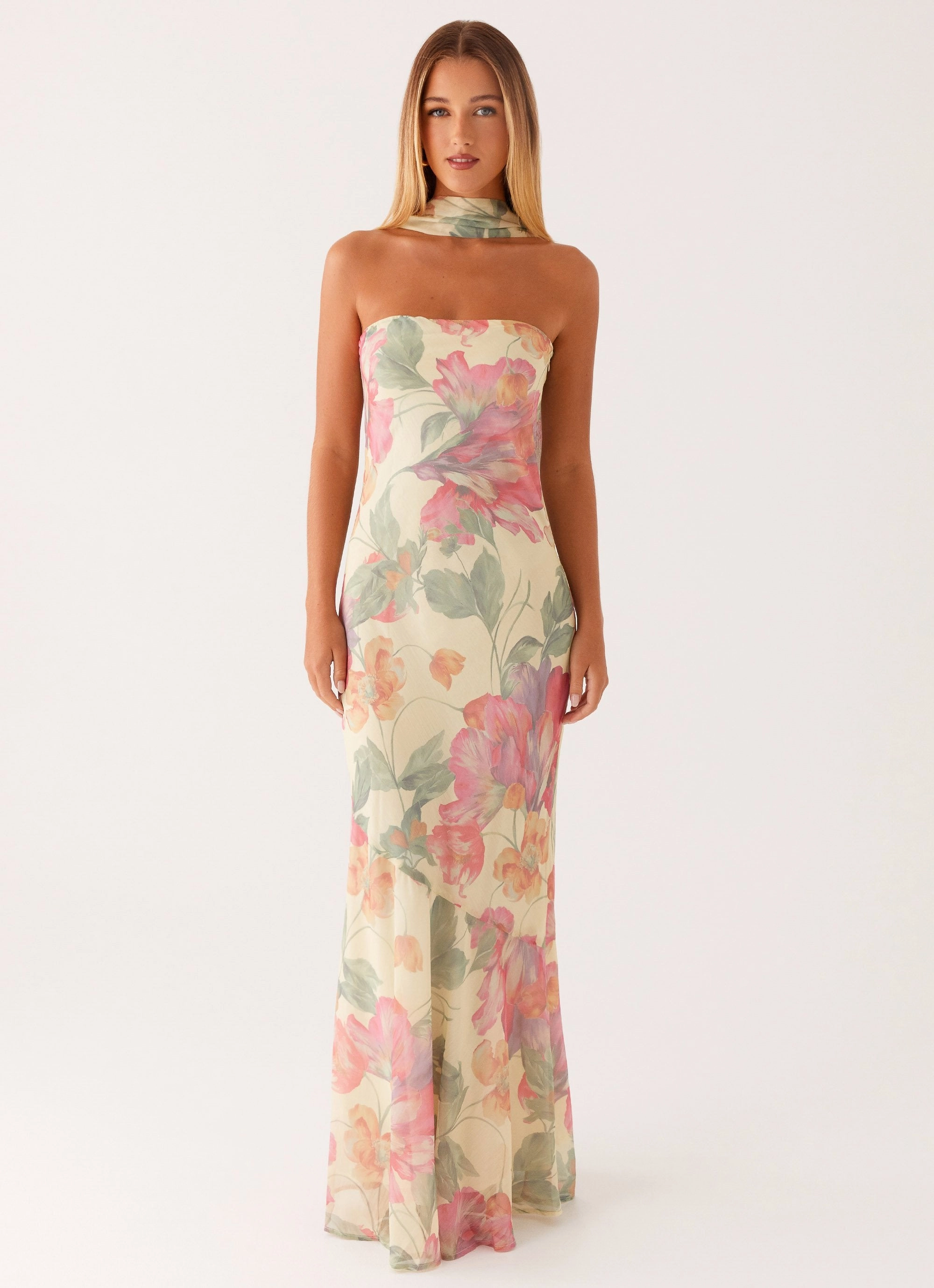 Soft Silhouette Sleeveless Under The Pagoda Maxi Dress - Yellow Peony