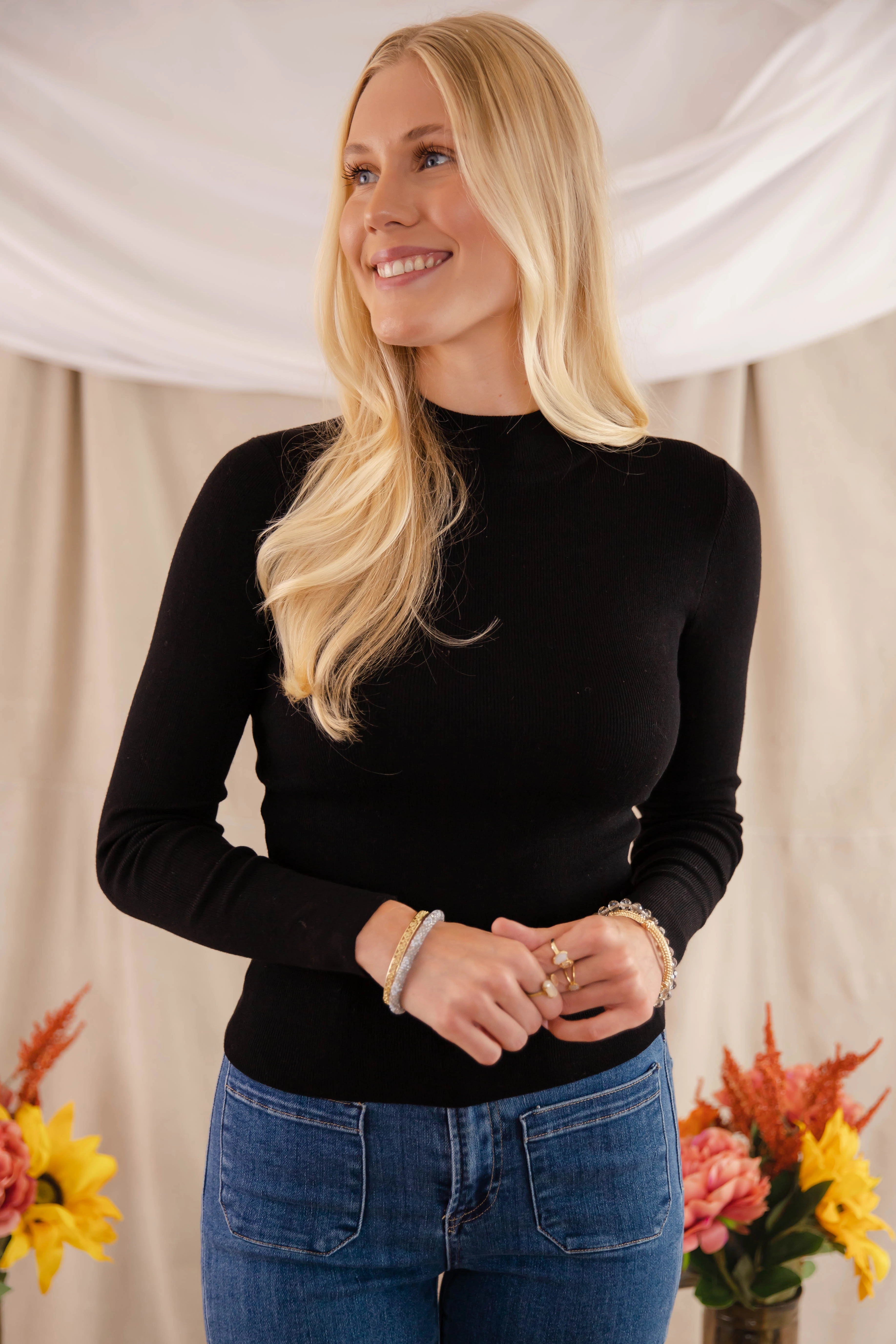 Underneath This Persona Ribbed Top-Black MicrofiberTech Reinforced Hems