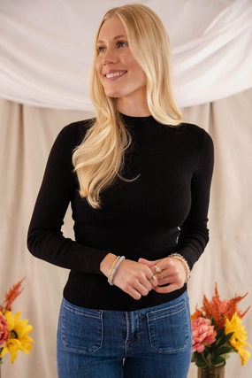 Underneath This Persona Ribbed Top-Black MicrofiberTech Reinforced Hems