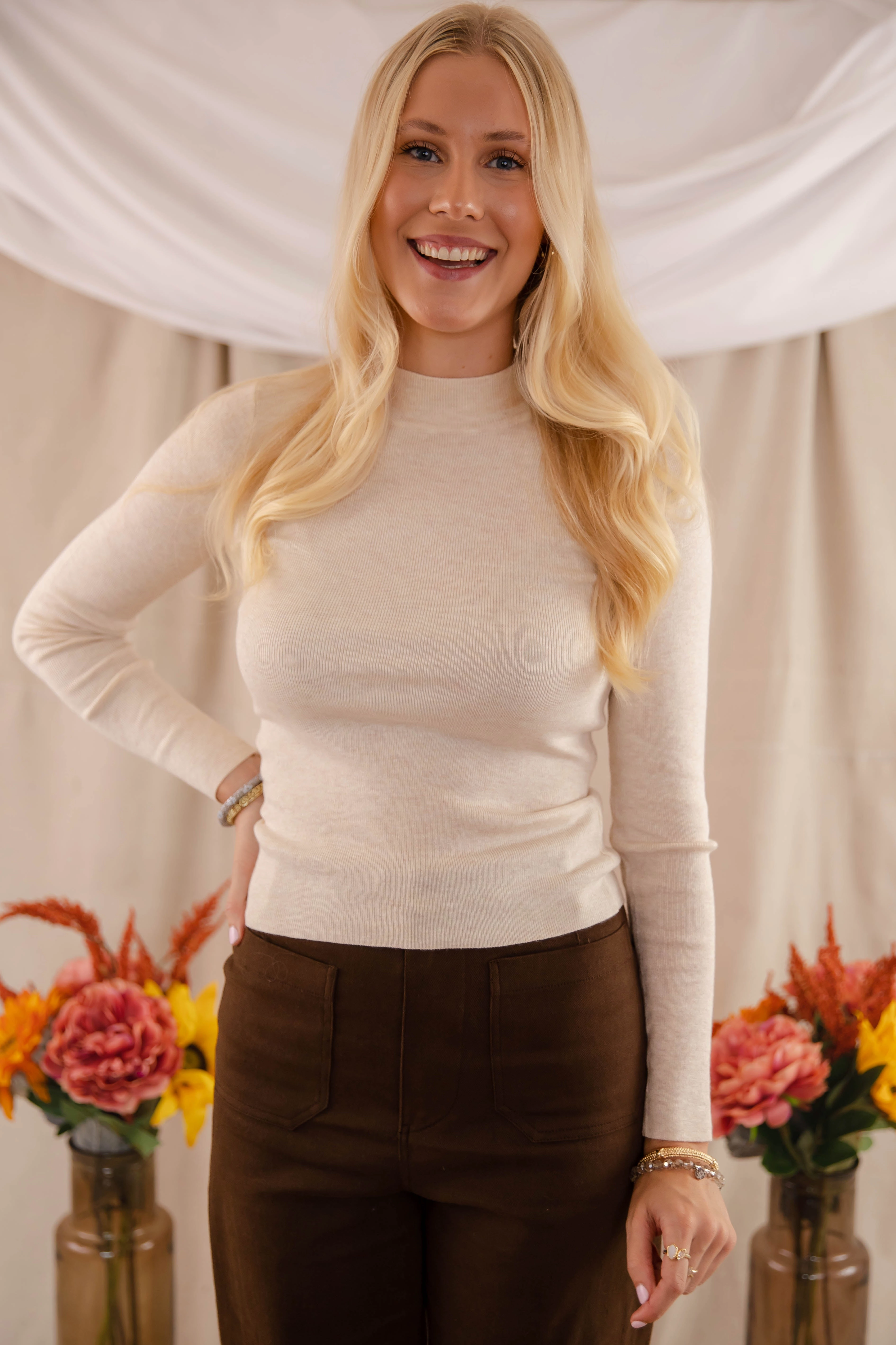 Friction Reducing Finish Moisture Wicking Fabric Underneath This Persona Ribbed Top-Cream