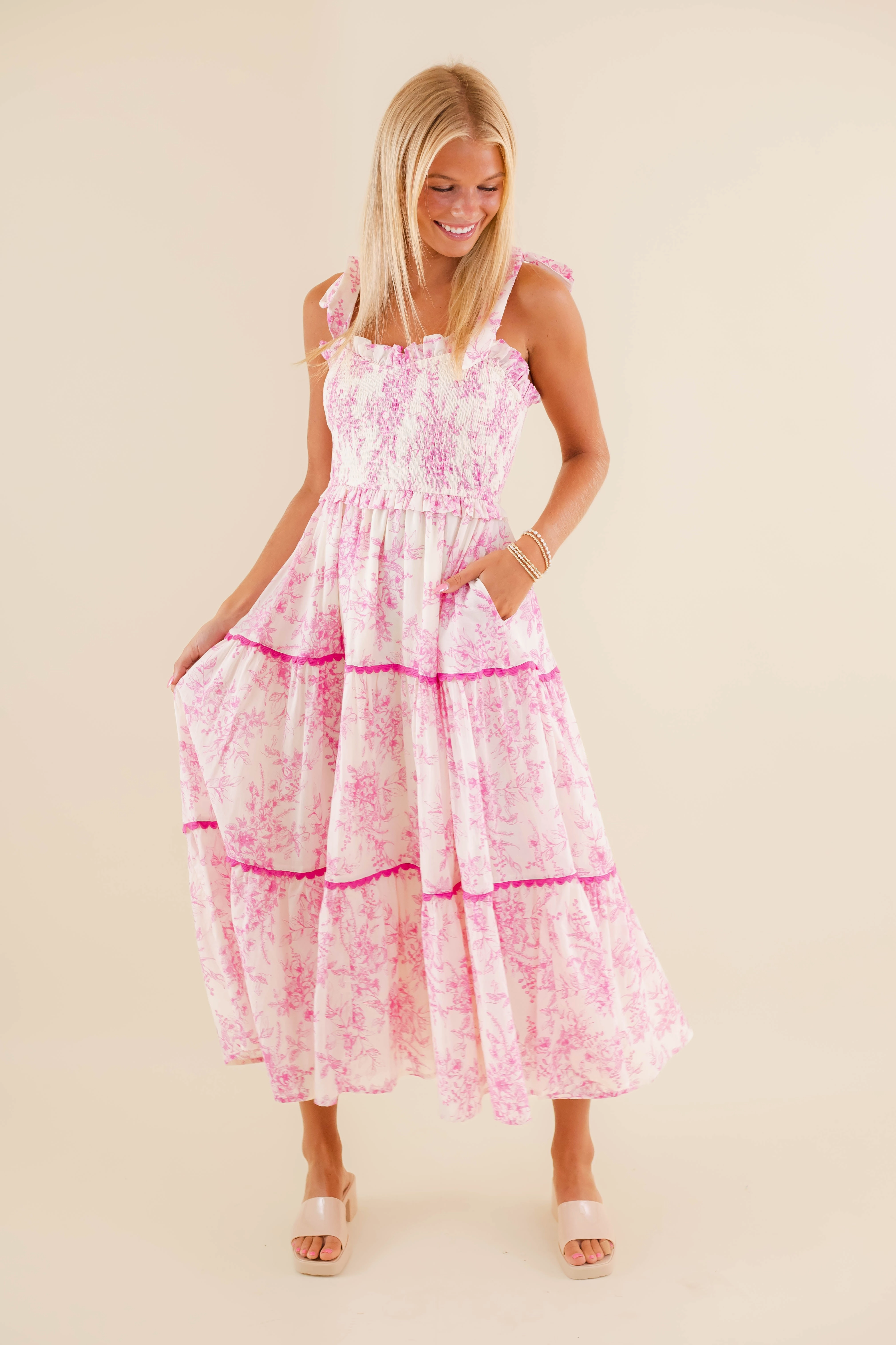 Refined Aesthetic RESTOCK: A Beautiful Feeling Midi Dress-Pink