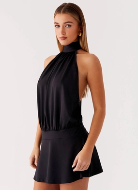Valor Mini Dress - Black Scoop-Neck Raglan-Sleeve