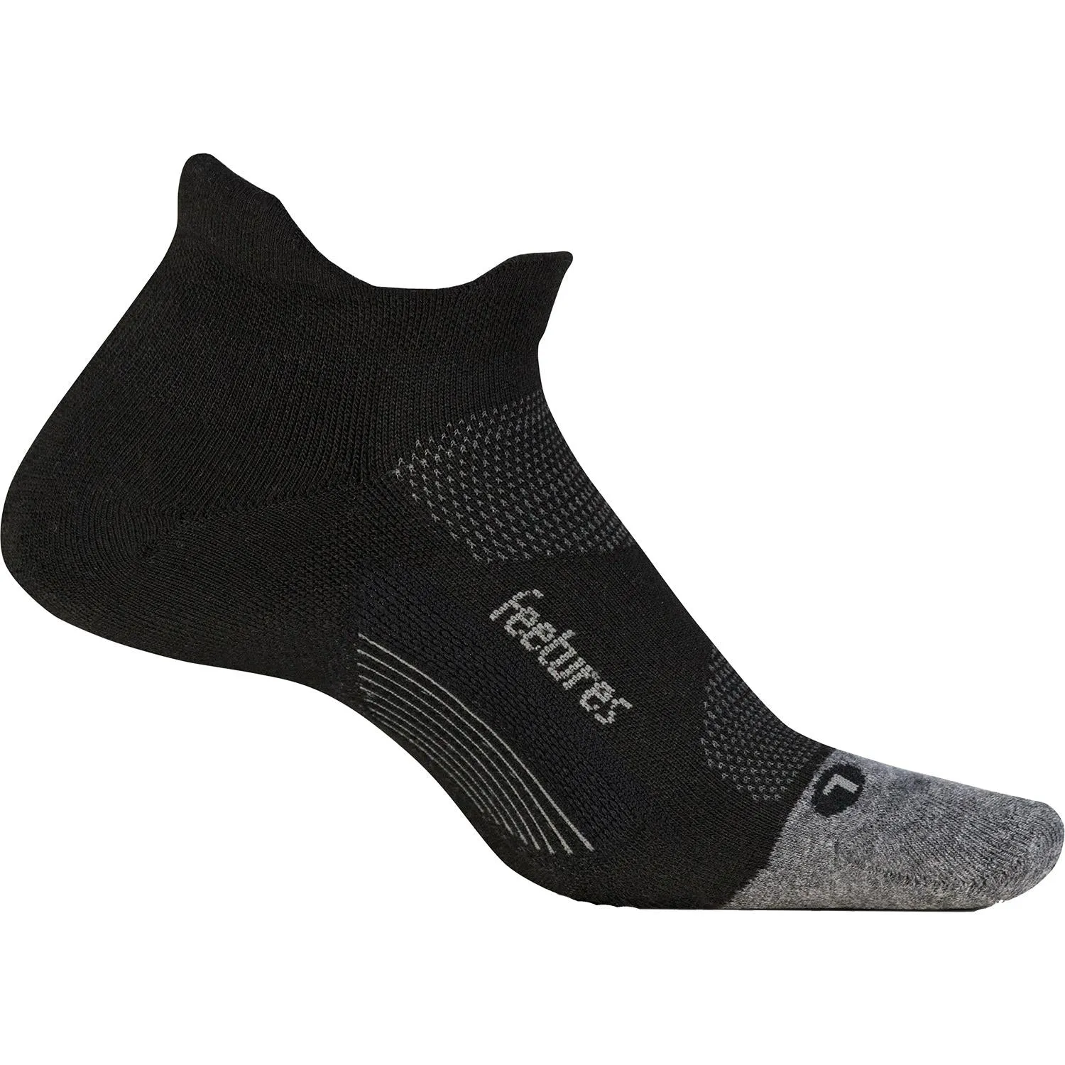 Unisex Feetures Elite Max Cushion No Show Tab Socks Black