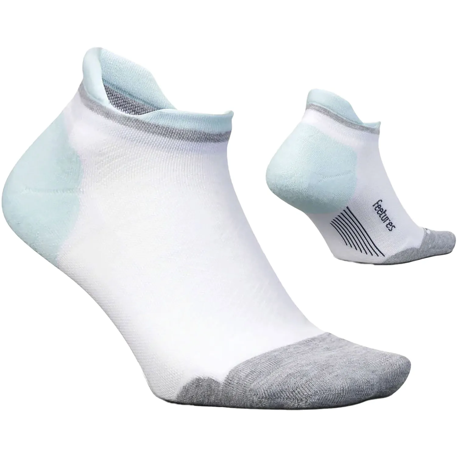 Unisex Feetures Elite Max Cushion No Show Tab Socks White Sky