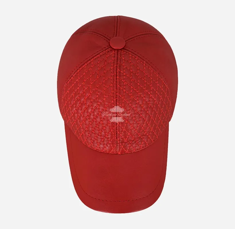 Unisex Leather Baseball Caps with Diamond Quilted Pattern