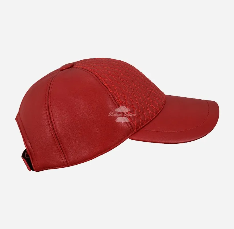 Unisex Leather Baseball Caps with Diamond Quilted Pattern