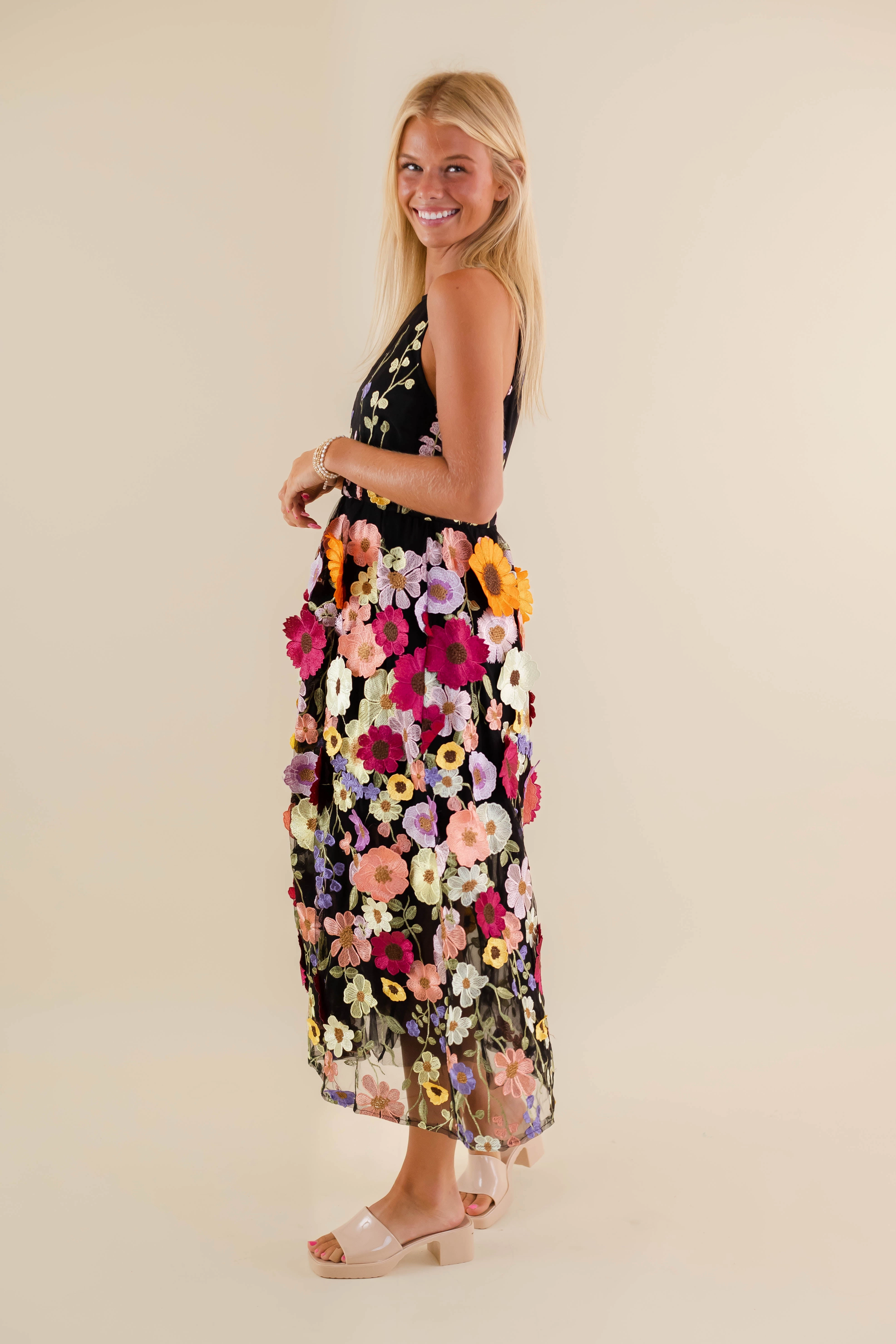 Soft Gradient Unlike Any Other Love Midi Dress-Black