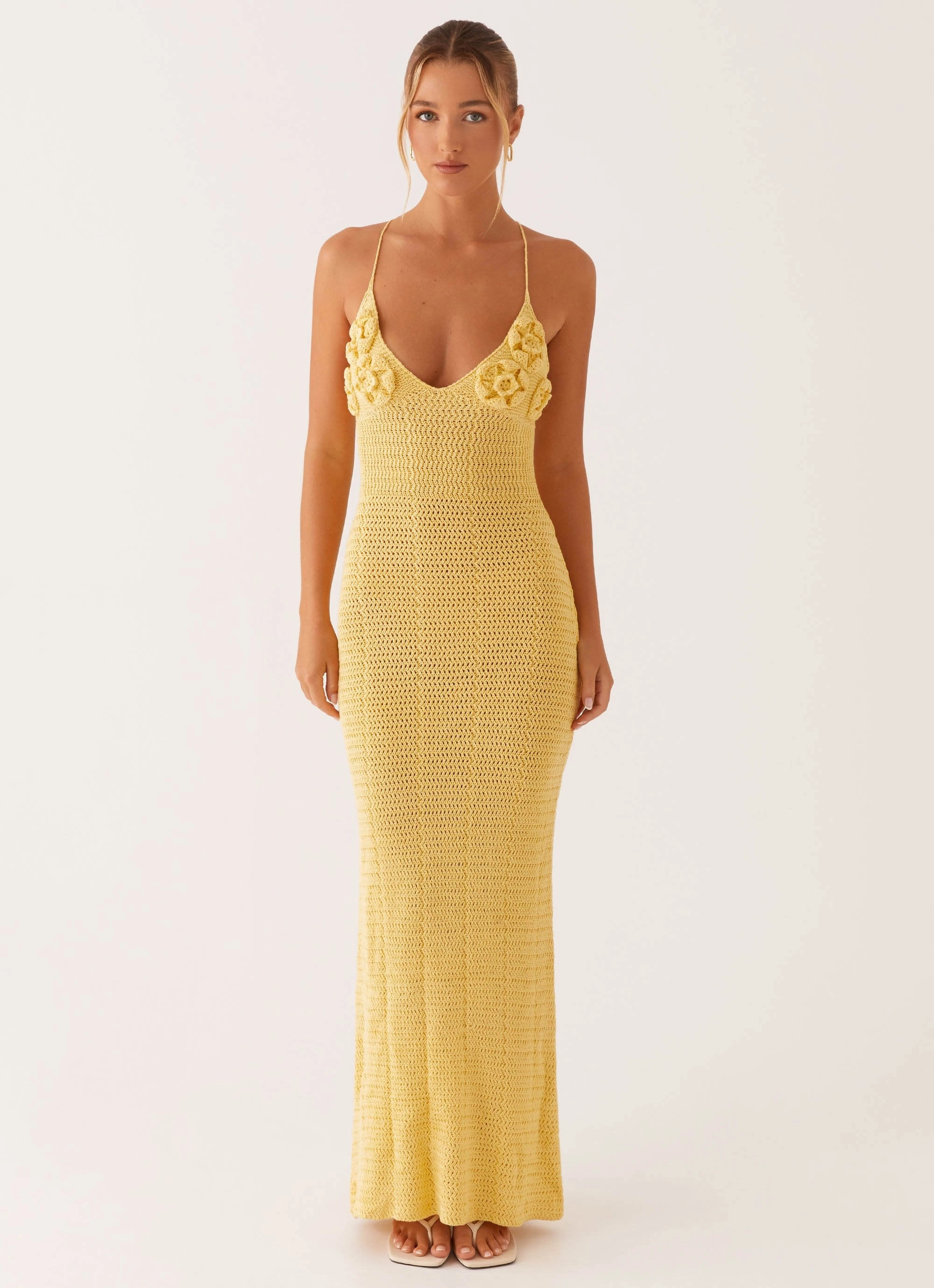 Fresh Style Zara Rose Crochet Maxi Dress - Yellow