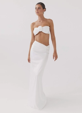 Hygienic Coating Casual Stretch Wear Crescent Light Twist Maxi Skirt - Ivory