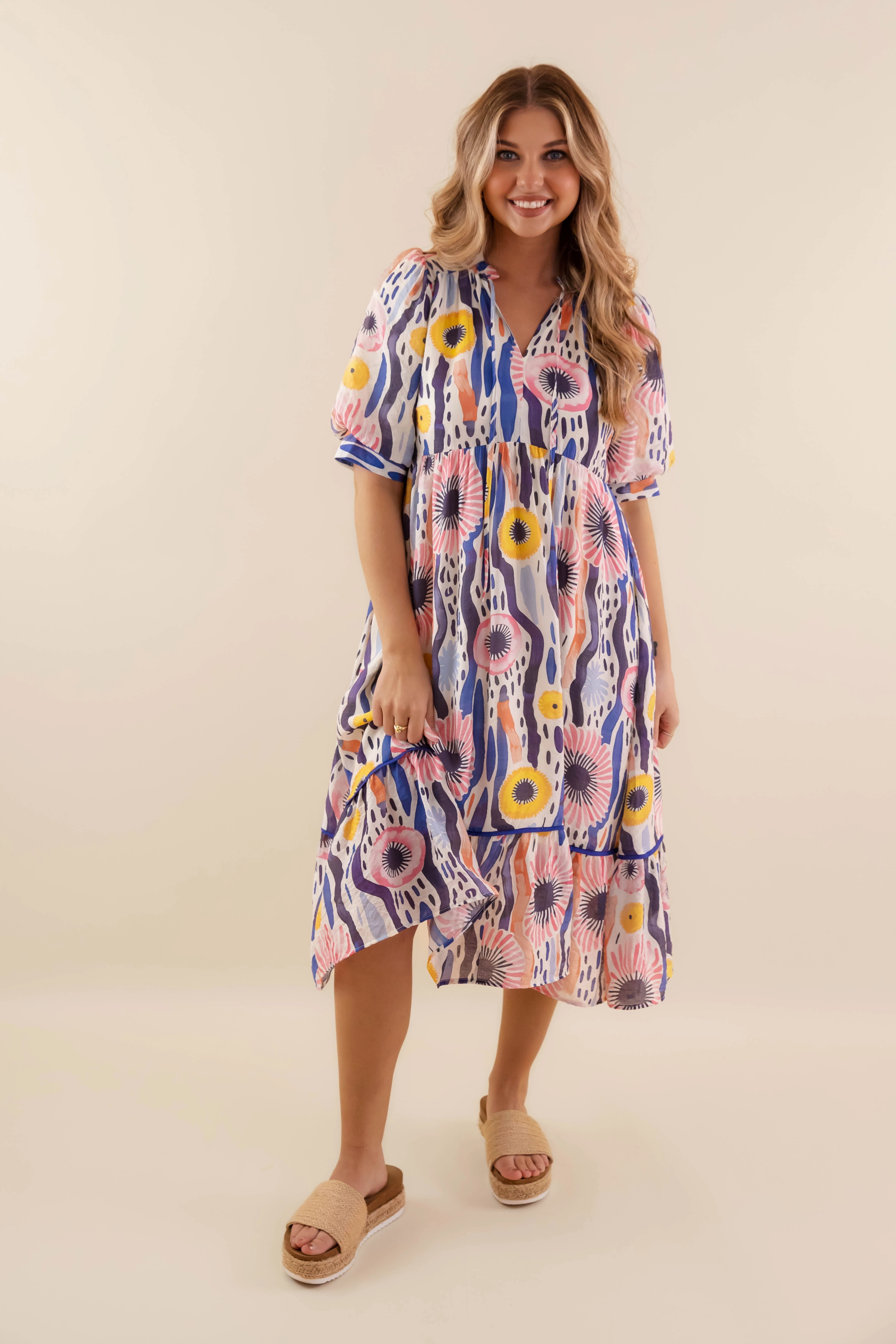 RESTOCK: Sips and Sunshine Midi Dress Side Slit
