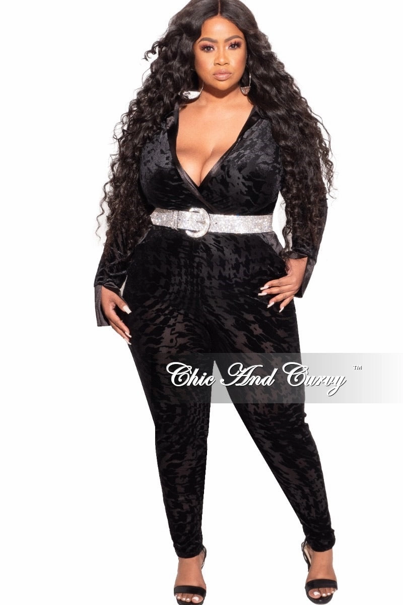 Final Sale Plus Size 2-Piece Sheer Pant Set in Black Houndstooth Tear Resistant Fabric