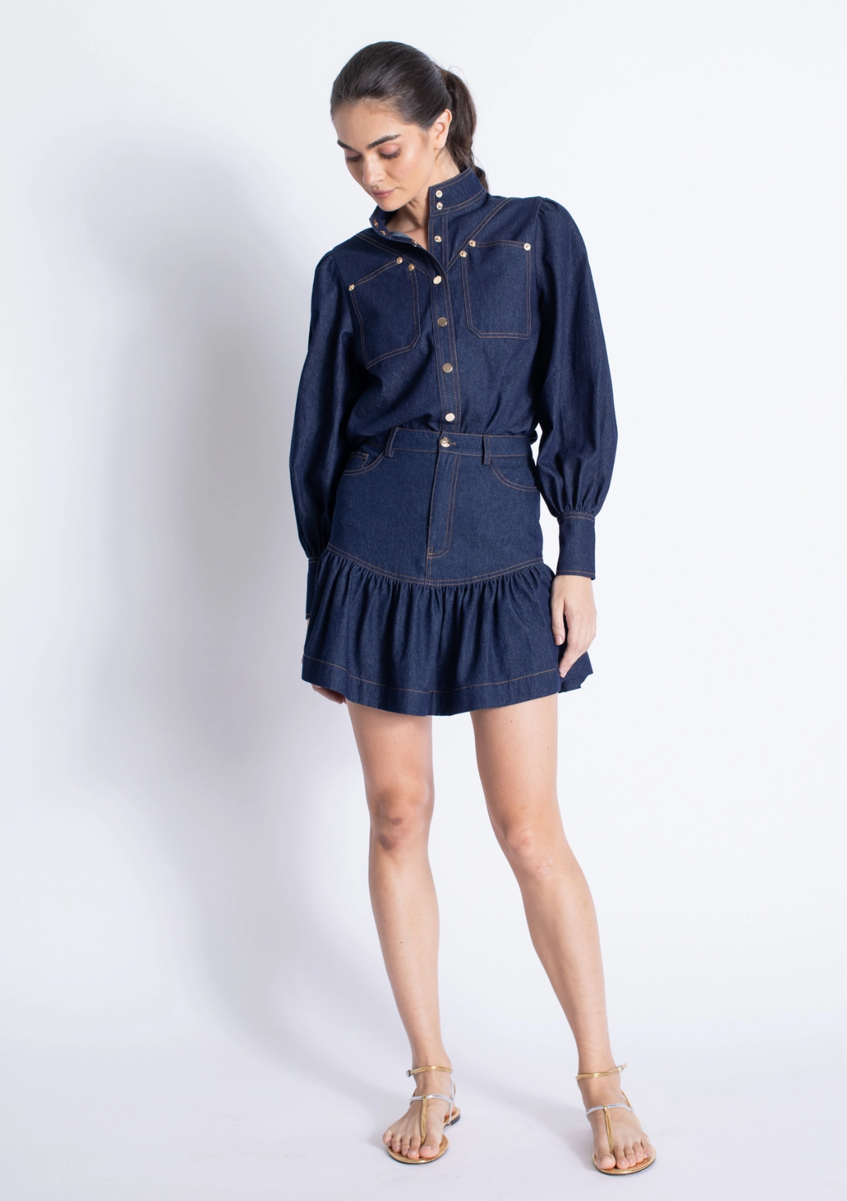 Maverick Denim Mini Skirt Windproof coating WrinkleFreeFinish