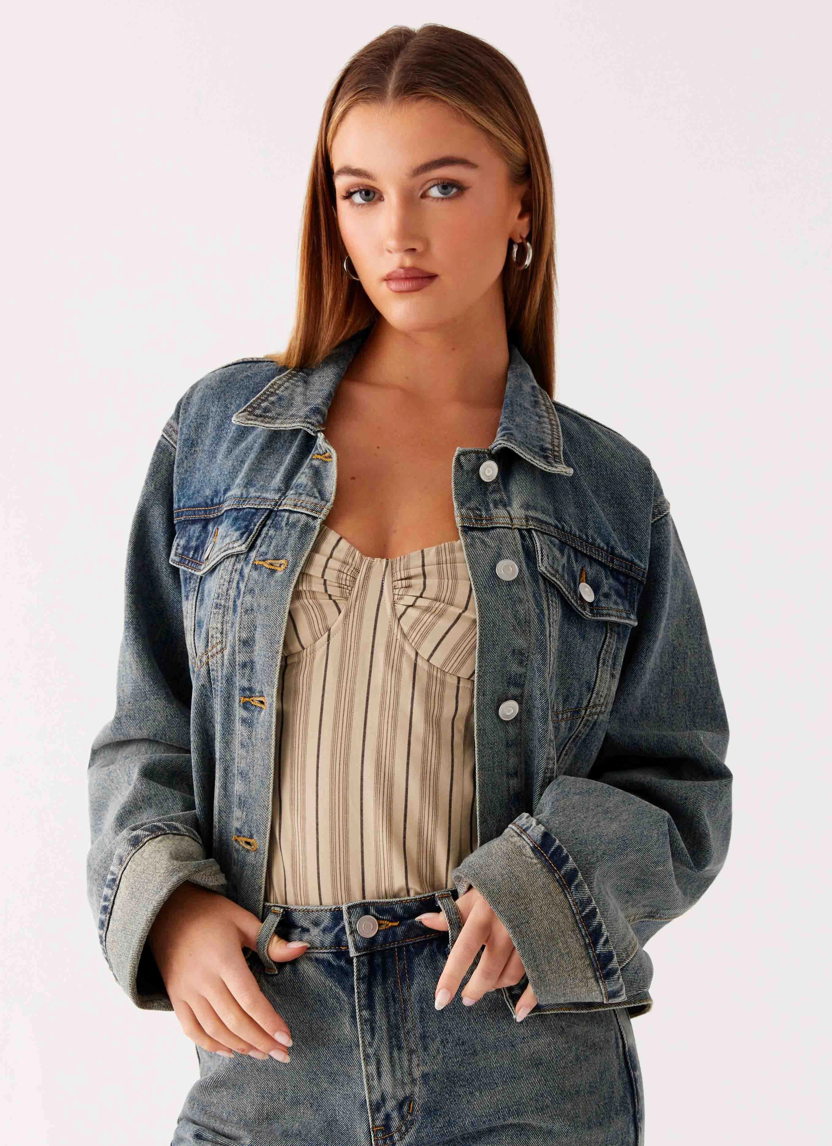 Easy Care Material ripstop fabric Back Again Oversized Denim Jacket - Dirty Wash
