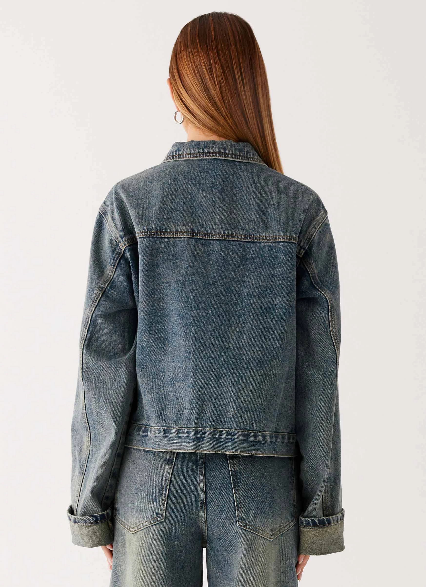Casual Outdoor Look Back Again Oversized Denim Jacket - Dirty Wash