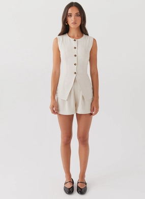 Born For Bordeaux Linen Shorts - Oatmeal DurableBartack