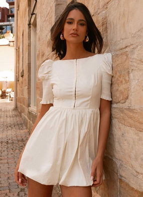 High-Low-Hem Smart Fashion Enya Mini Dress - Ivory