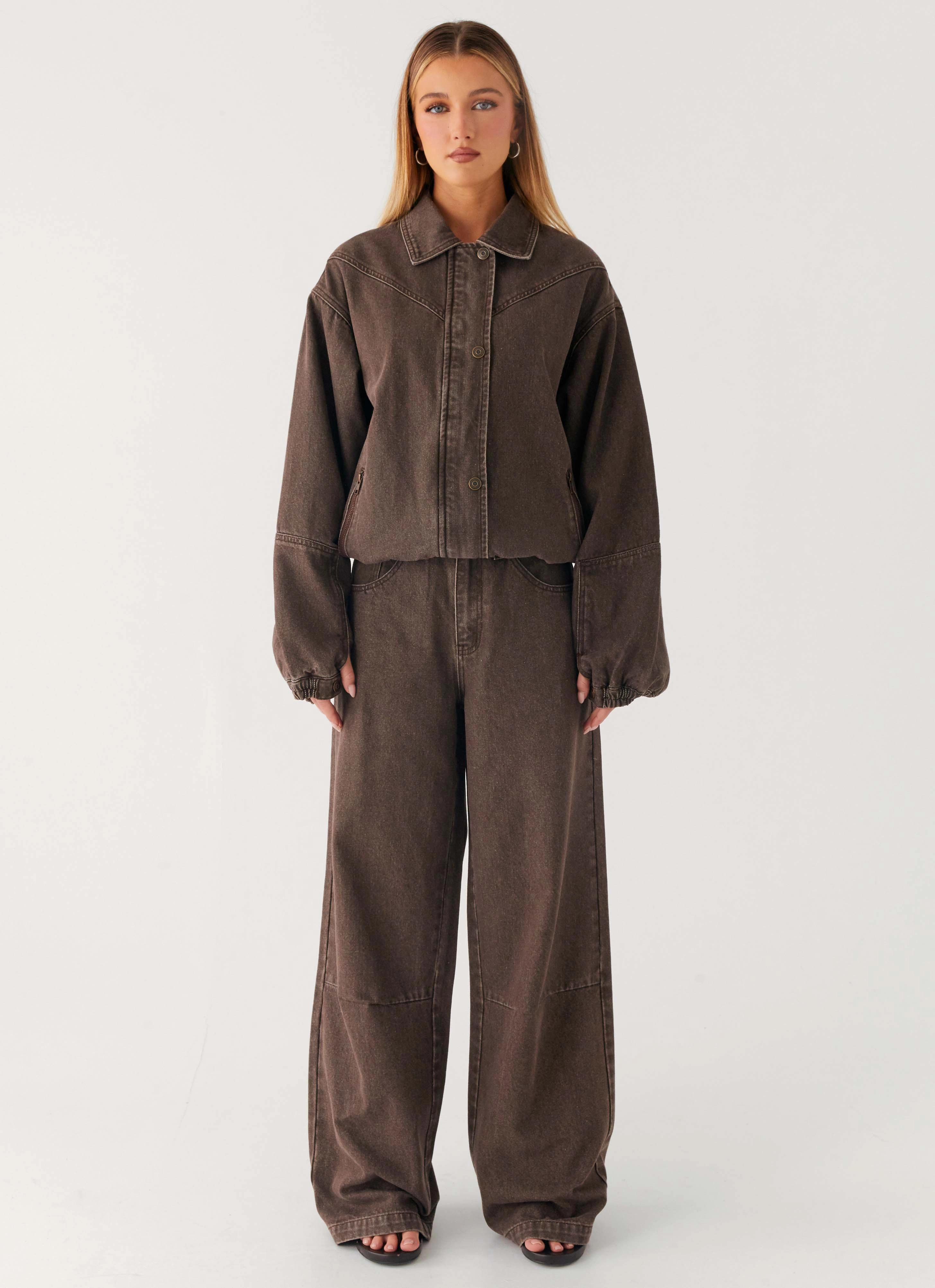 Double Layered Midwest Low Rise Jeans - Light Wash Chocolate