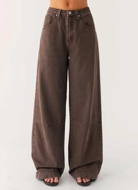Clean Minimal Look Waterproof Material Midwest Low Rise Jeans - Light Wash Chocolate