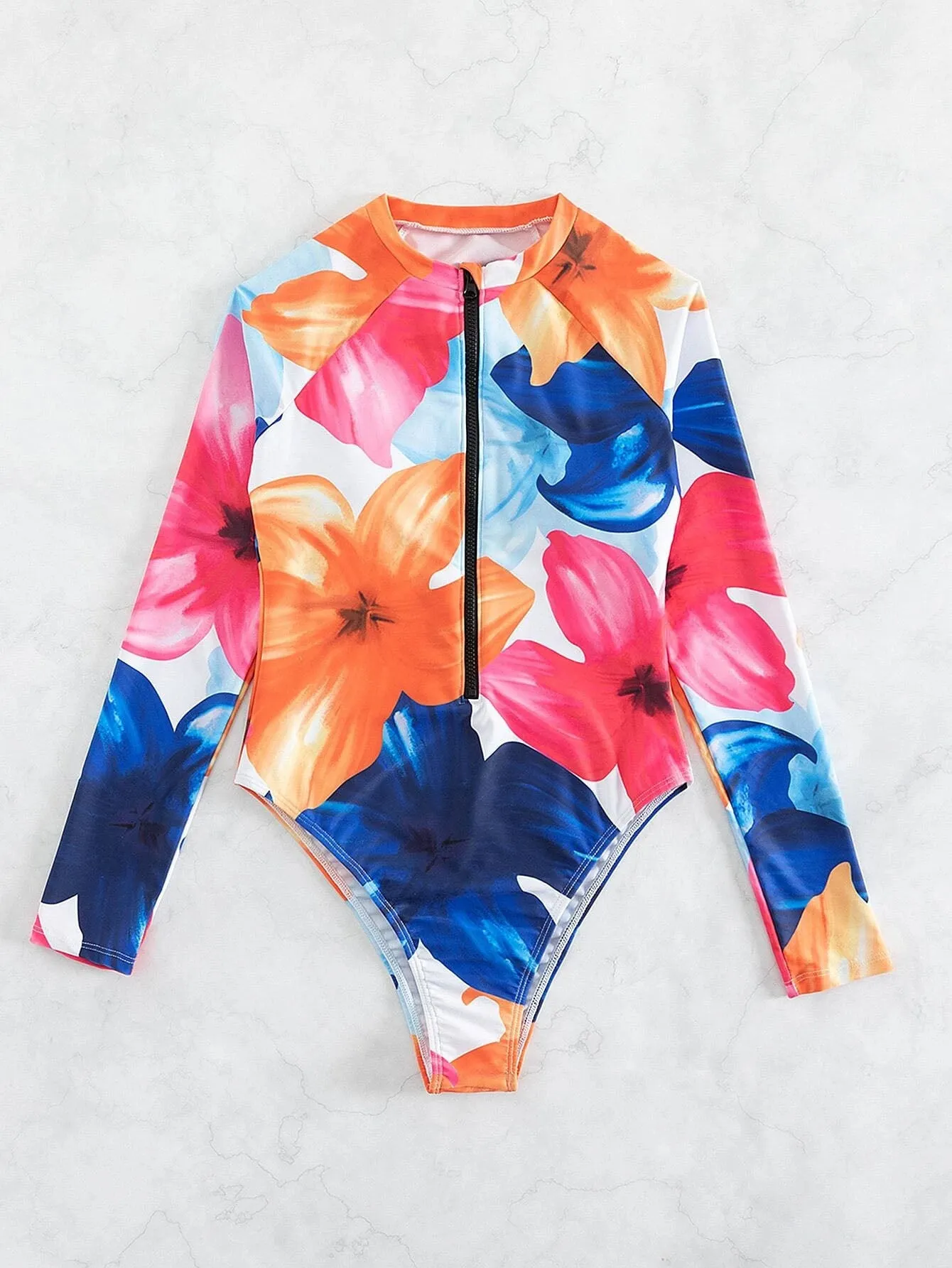 UV protected long sleeve printed tie-dye swimsuit UPF50  Rash Guard