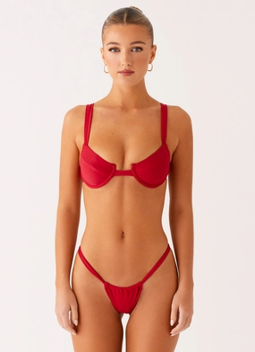 Dynamic Flex Panels High Flexibility Airlie Scrunch Bikini Bottoms - Deep Red