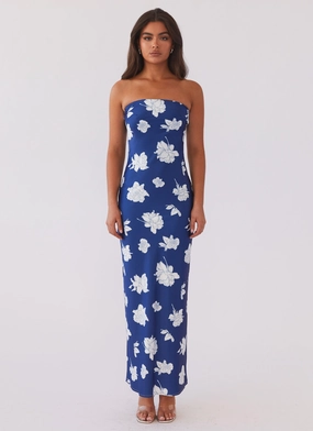 Daily Mood Easy-to-style casual dress What I Want Maxi Dress - Navy Flora