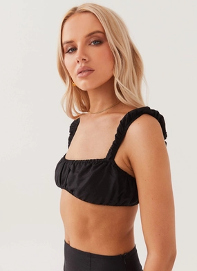 Valencia Villa Bralet Top - Black DurableDoubleLayeredHem