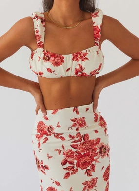 Valencia Villa Bralet Top - Rosa Floria Textured Weave Pattern