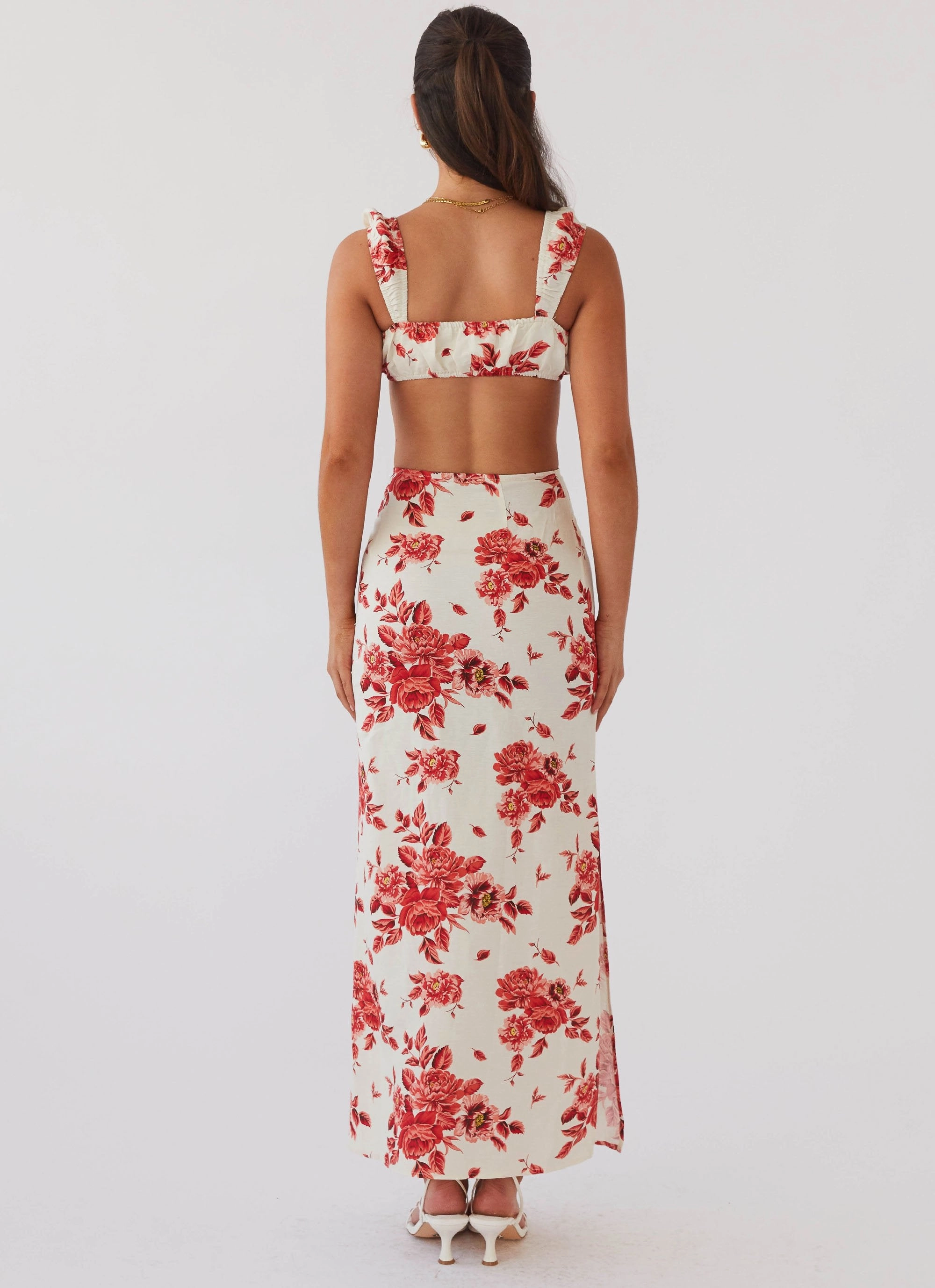 Adjustable Hood Feature Valencia Villa Maxi Skirt - Rosa Floria