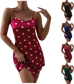 Valentines Day Lingerie for Women,Womens Satin Nightgown Babydoll Lingerie Dress Sexy Sleepwear Mini Slip Nightwear