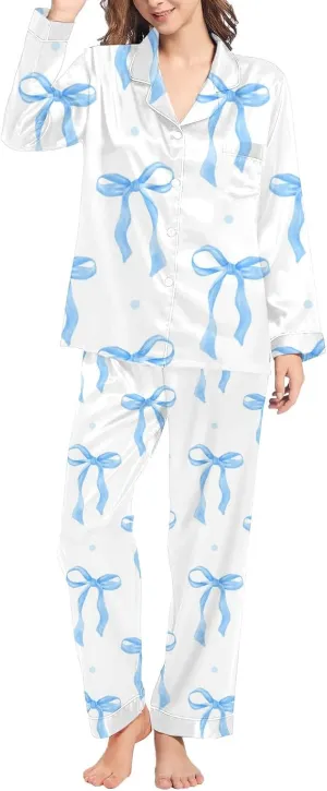 Valentines Day Pajamas Women Valentine's Day Bow Love Loose Imitation Color Ding Pajama Sleepy Pants Set Cotton Pj Set