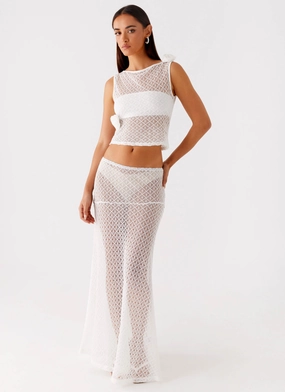 Velli Crochet Maxi Skirt - White Sporty Function Non Clip