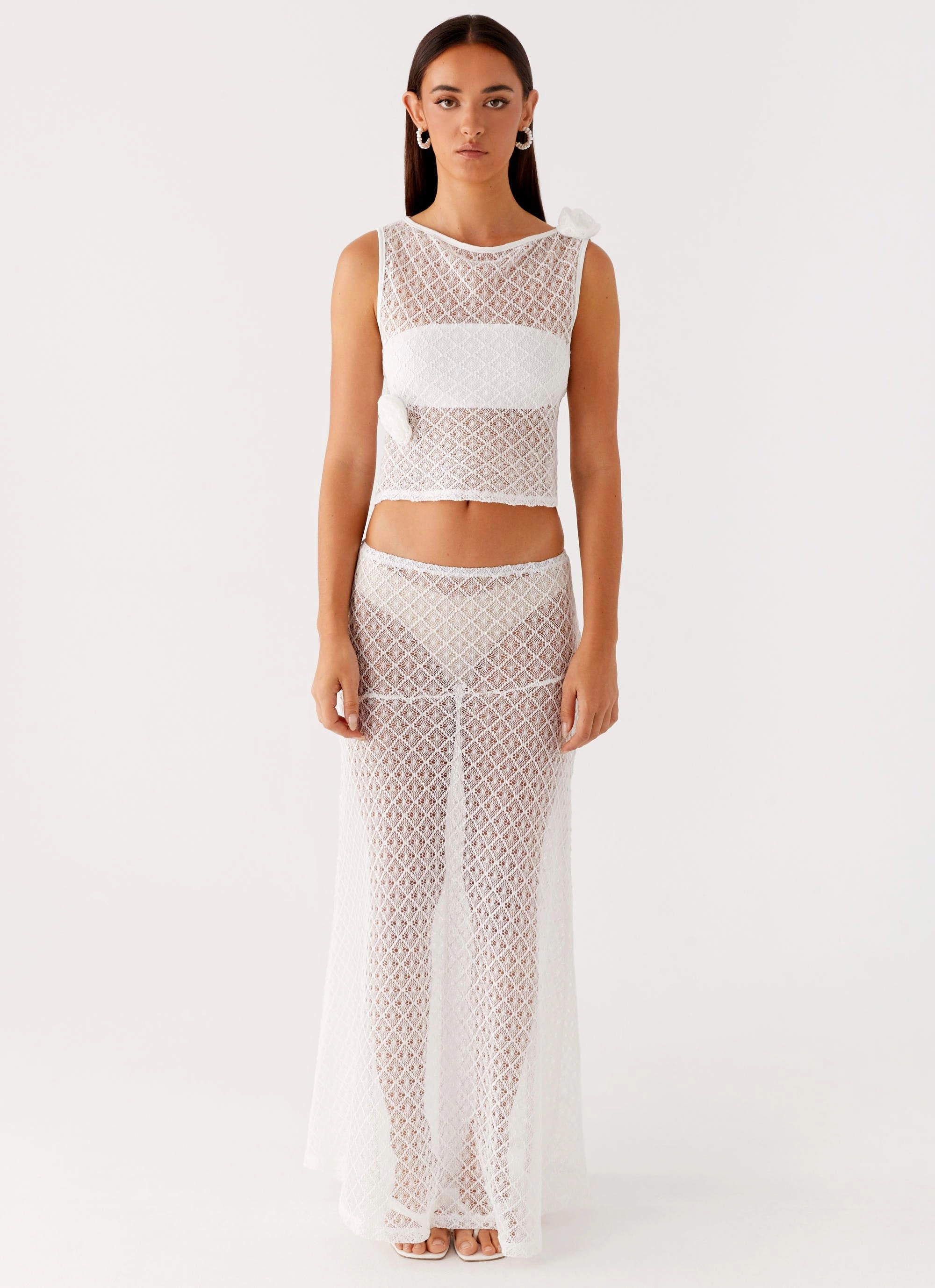 Comfy Feel Velli Crochet Maxi Skirt - White