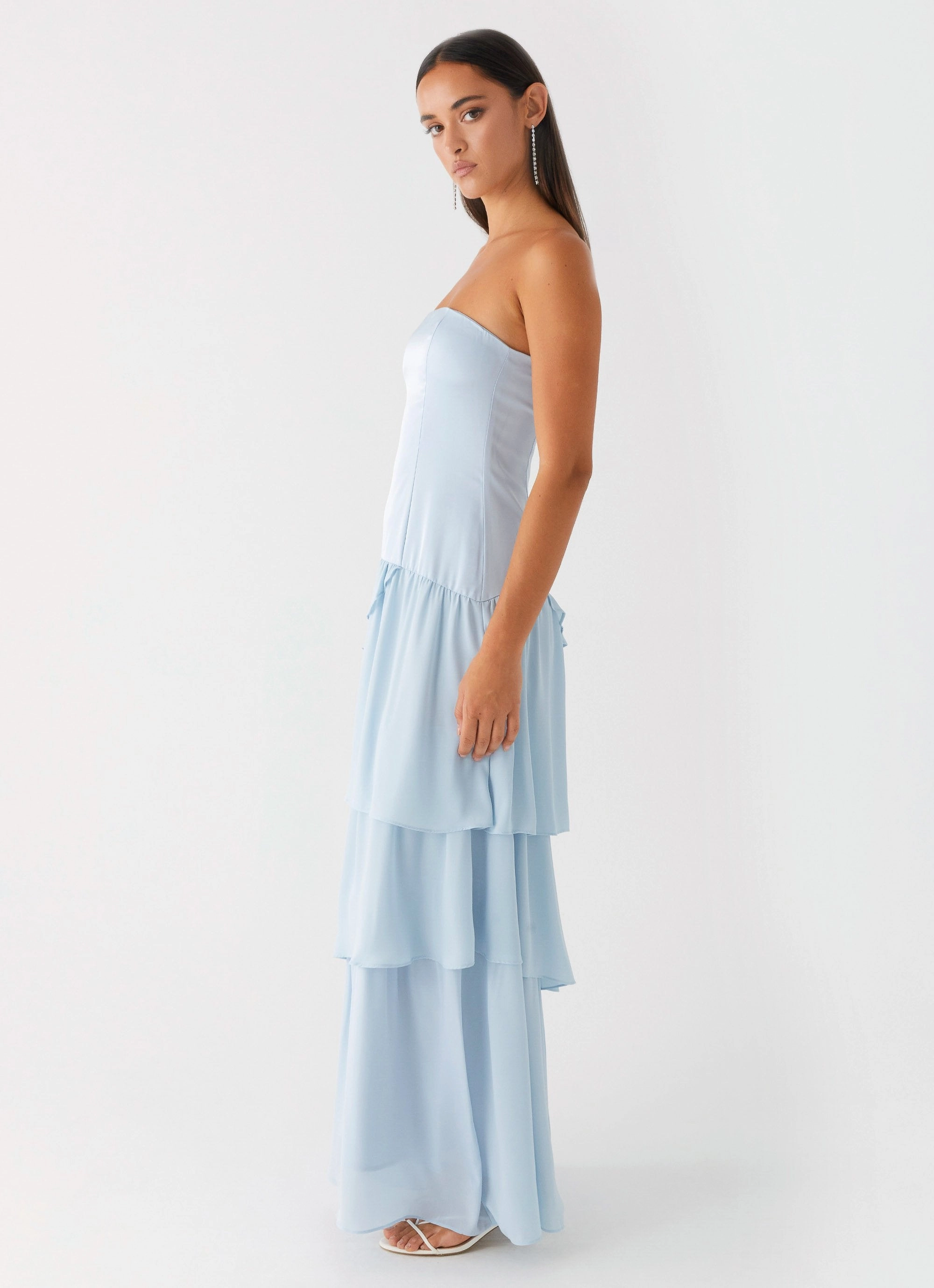 Our Story Maxi Dress - Pastel Blue Lower Hem