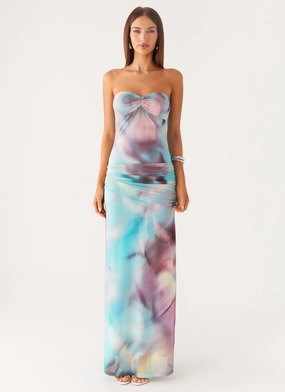 Street Mode Isle Escape Mesh Maxi Dress - Sea Splash
