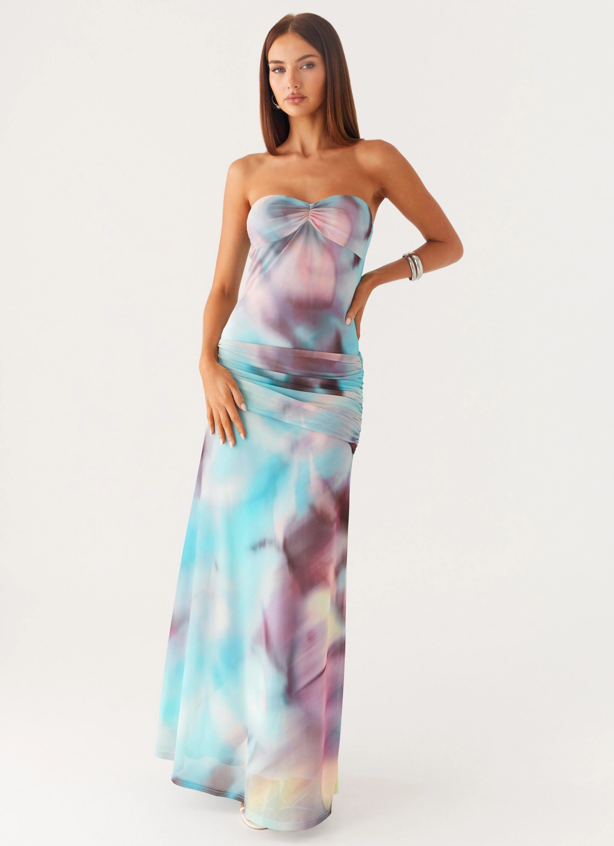 Weekend Favorite Movement Friendly Isle Escape Mesh Maxi Dress - Sea Splash