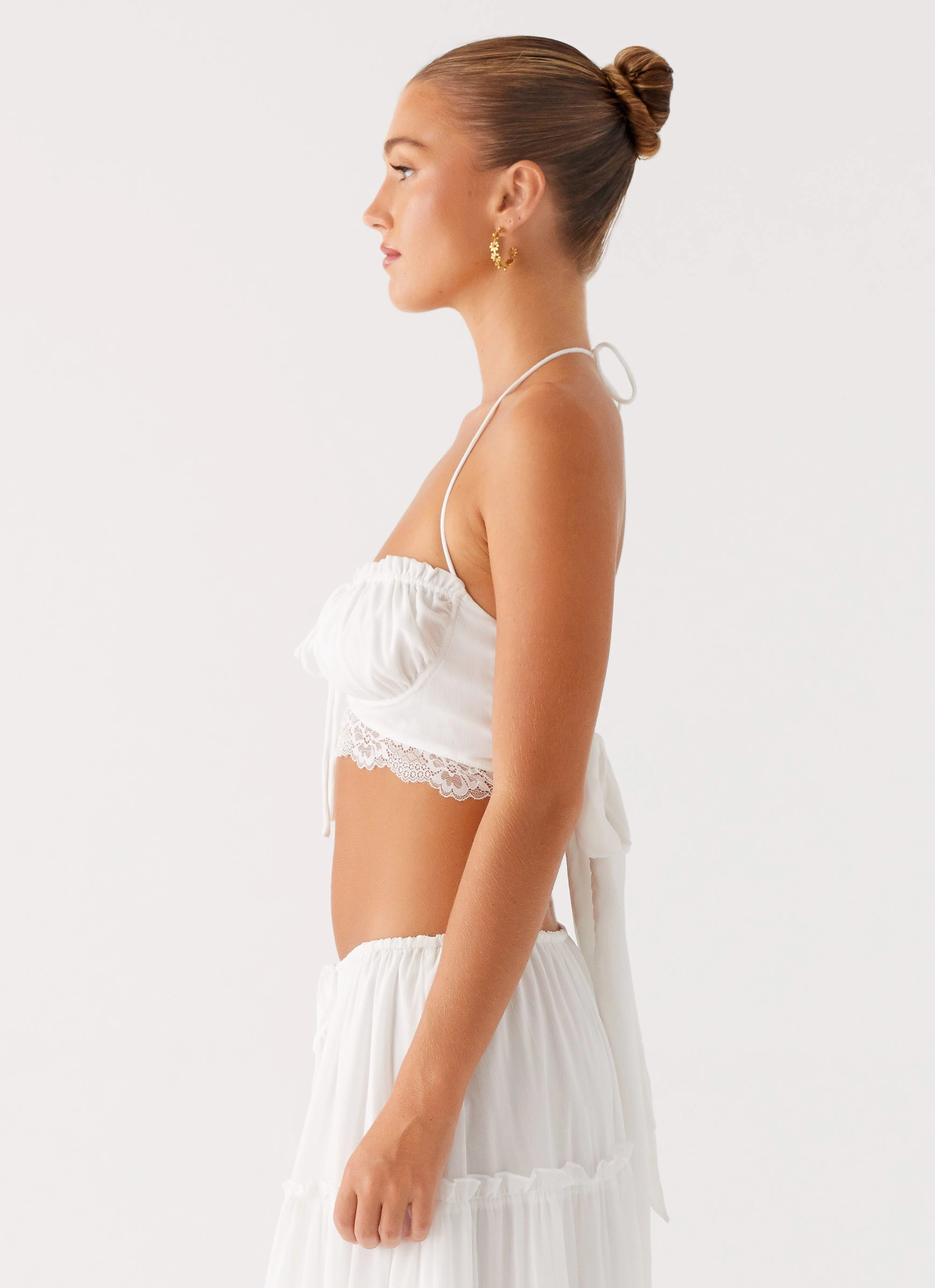 Evi Halterneck Top - Ivory Ergonomic Fit Design