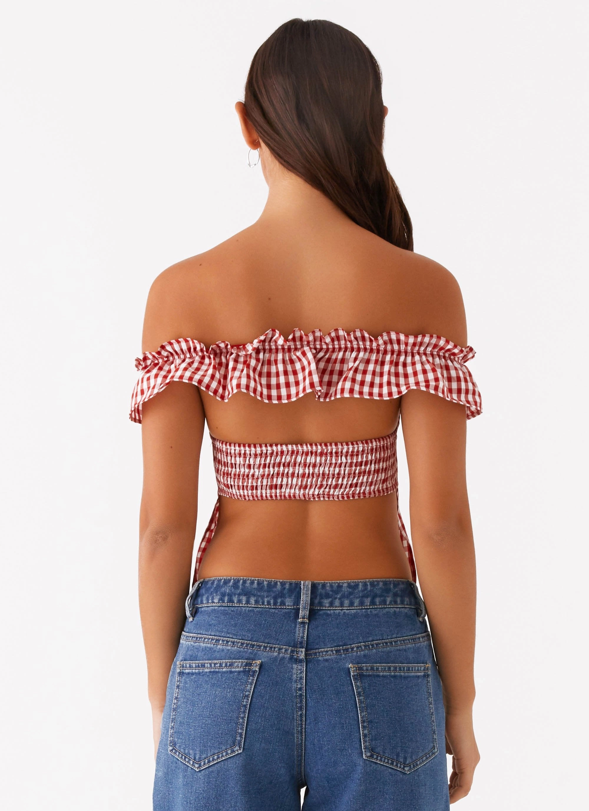 Breathable mesh lining Gwyneth Top - Red Gingham