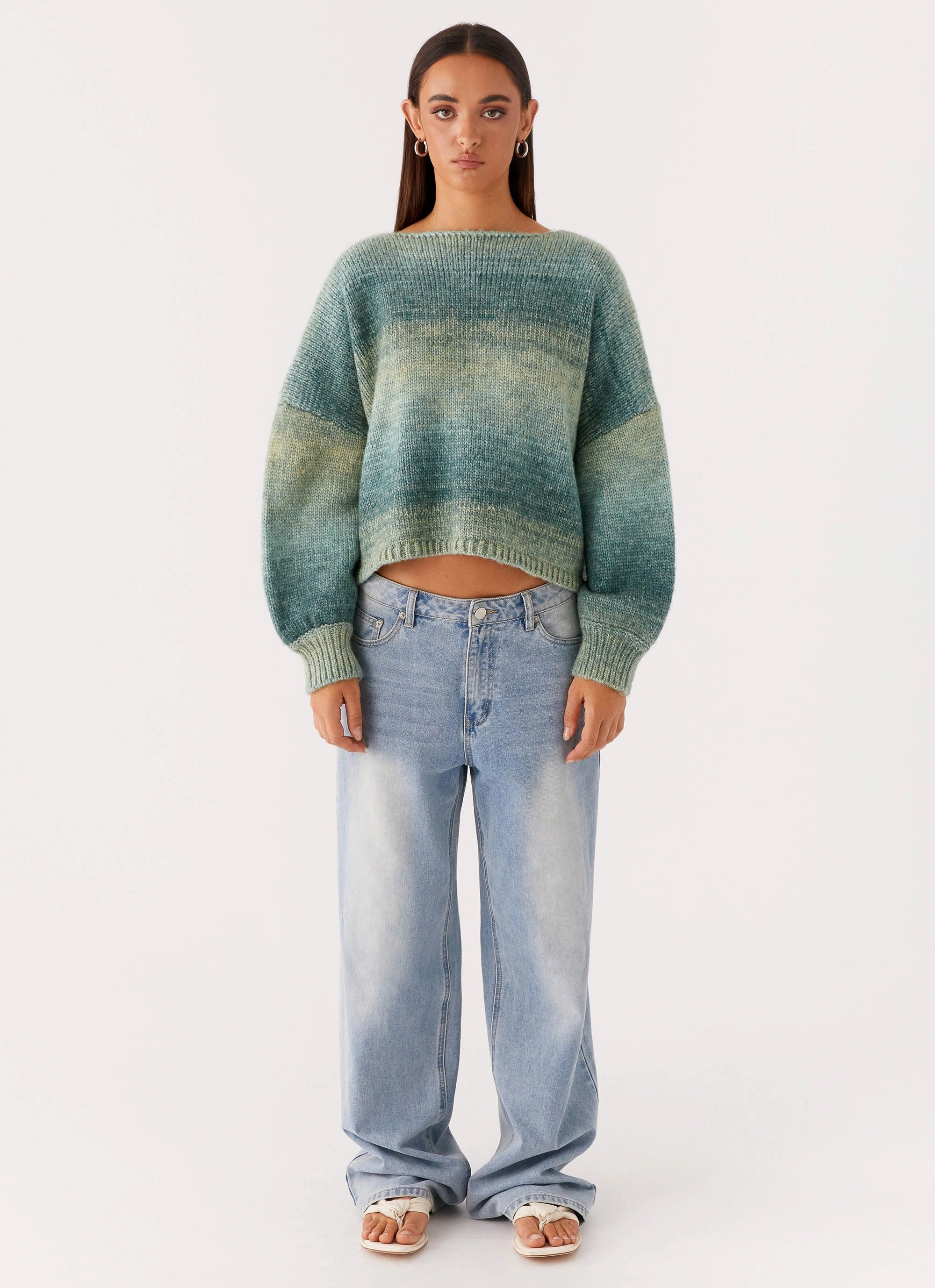 Water resistant coating Thermo Regulating Fabric Lynne Oversized Jumper - Green Ombre