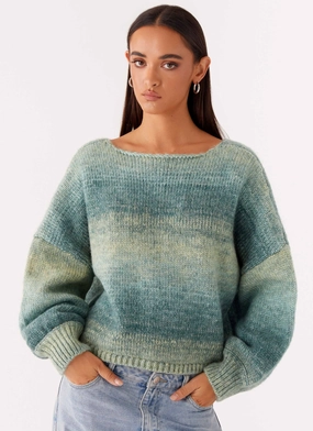 Lynne Oversized Jumper - Green Ombre Soft Comfort Design
