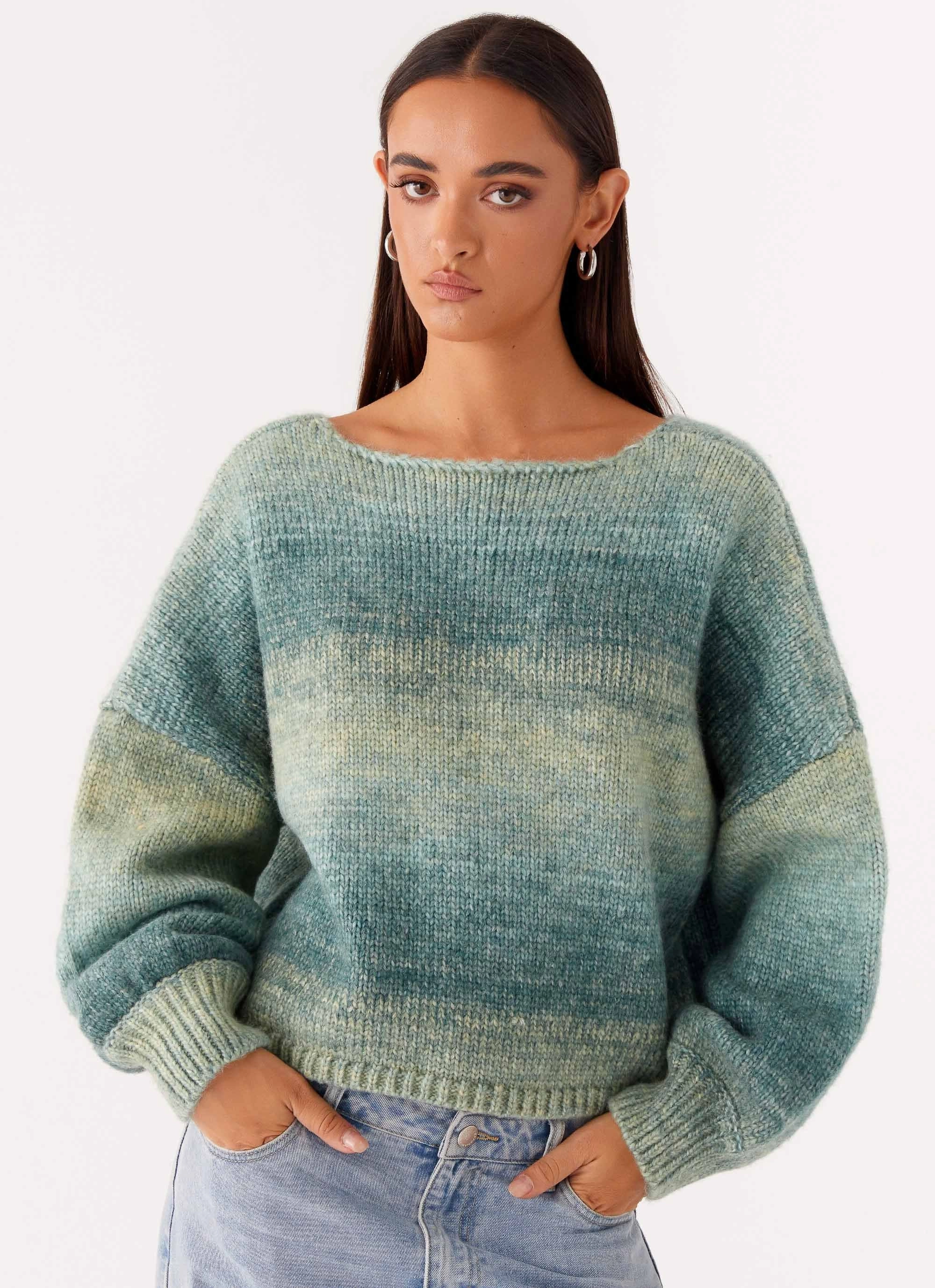 Lynne Oversized Jumper - Green Ombre Soft Comfort Design