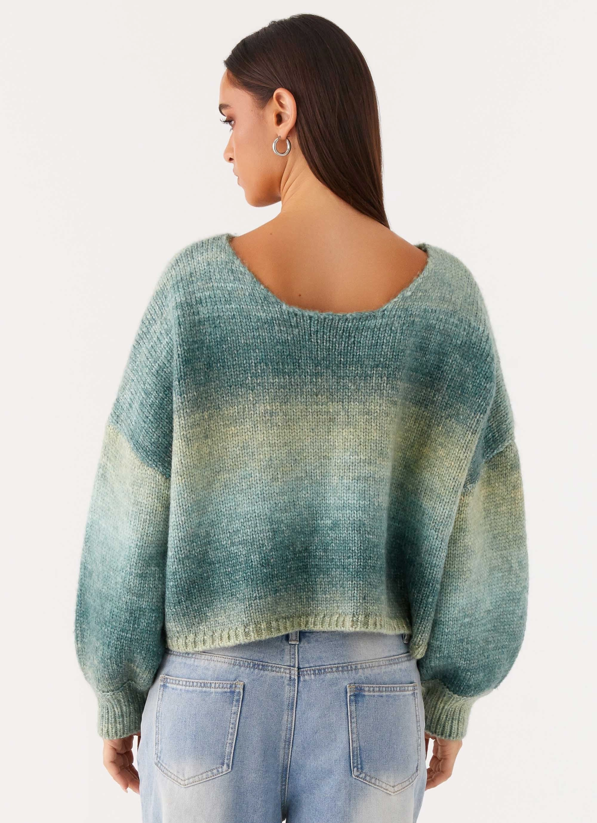 Comfortable lining Lynne Oversized Jumper - Green Ombre