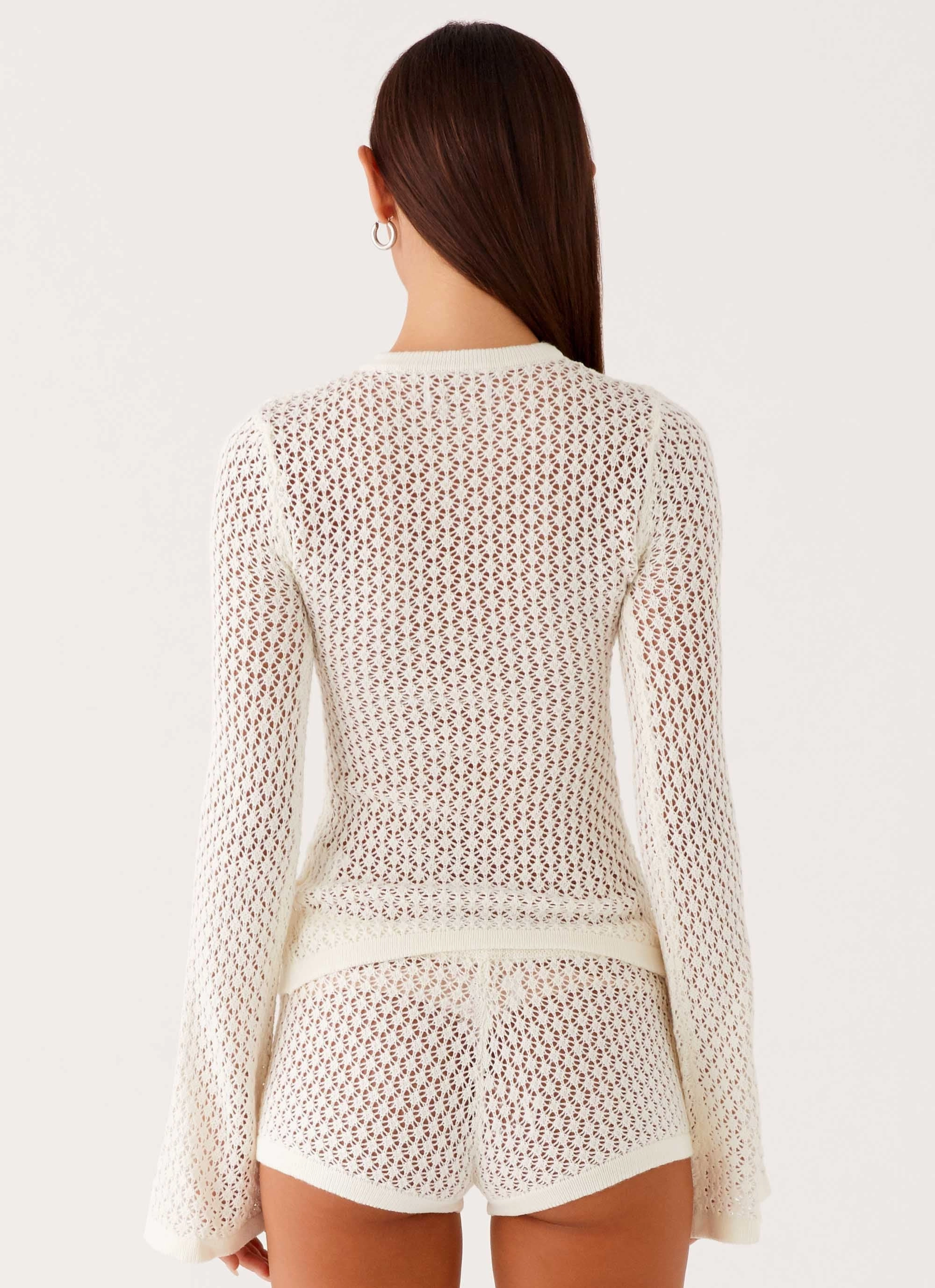 Water Resistant Molly Crochet Cardigan - Ivory